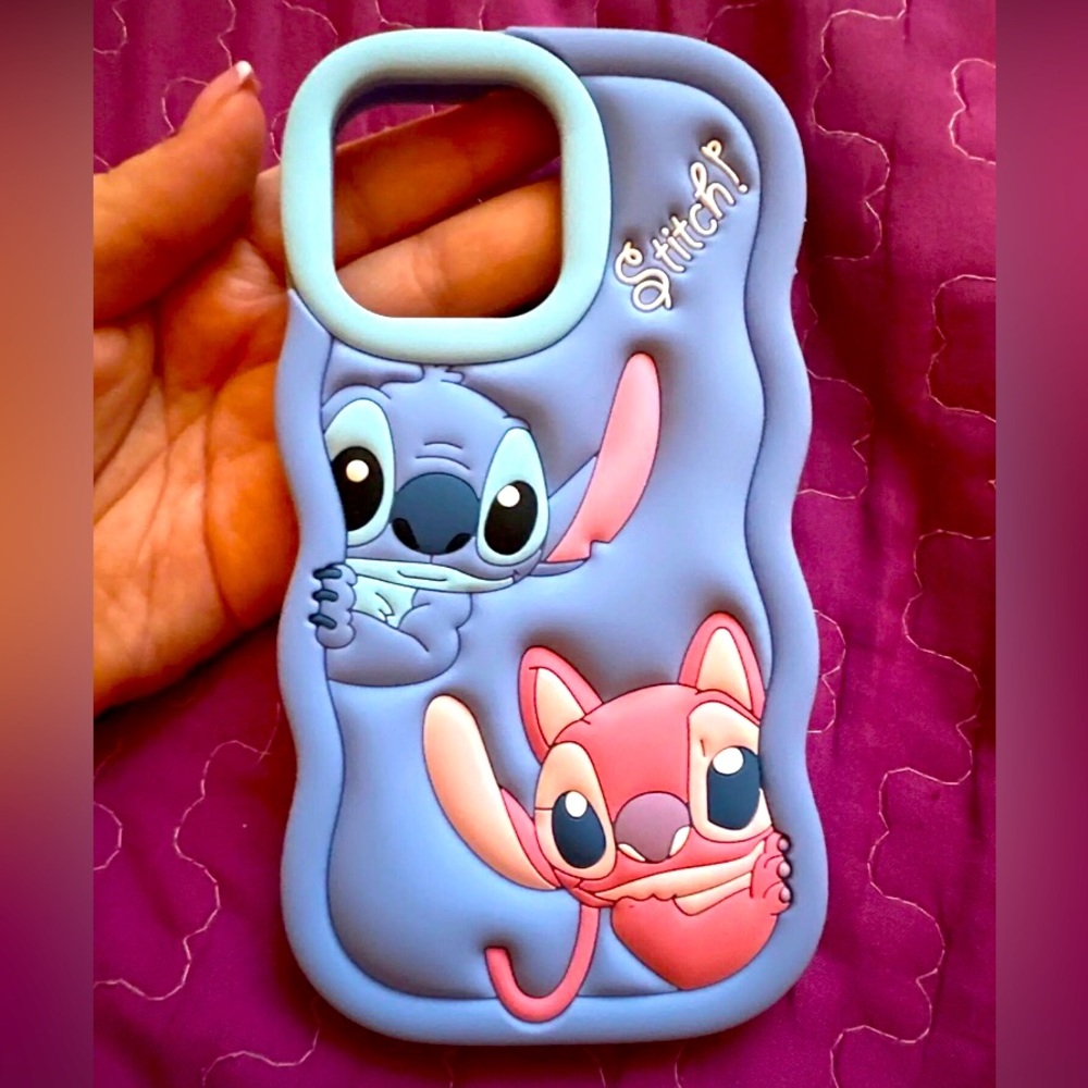 Stitch couple silicone iPhone case